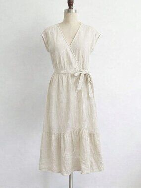 100% Cotton Midi Wrap Dress Boho Cottagecore Farm Country Maternity